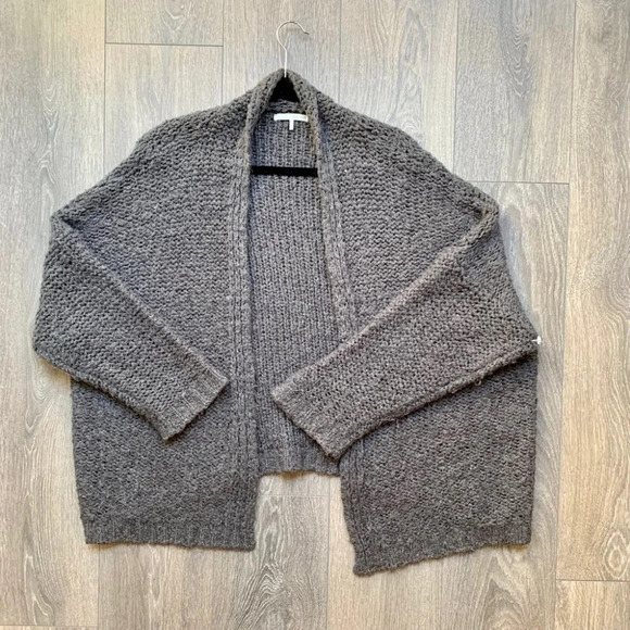 Oak & Fort women’s Chunky Knit Cardigan Sweater wool blend open front gray - Picture 4 of 12